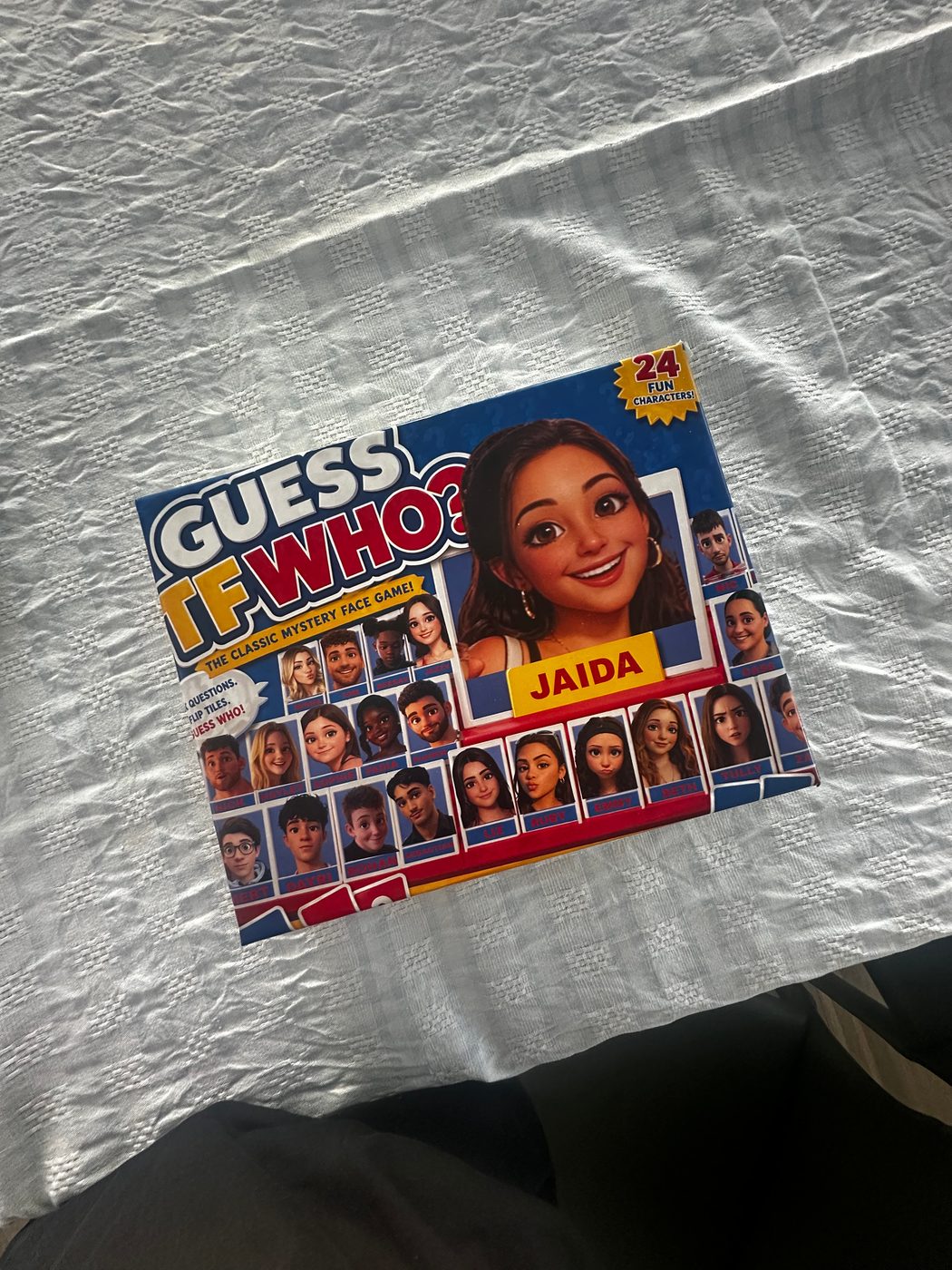 Personalised Guess Who? game box featuring custom character faces
