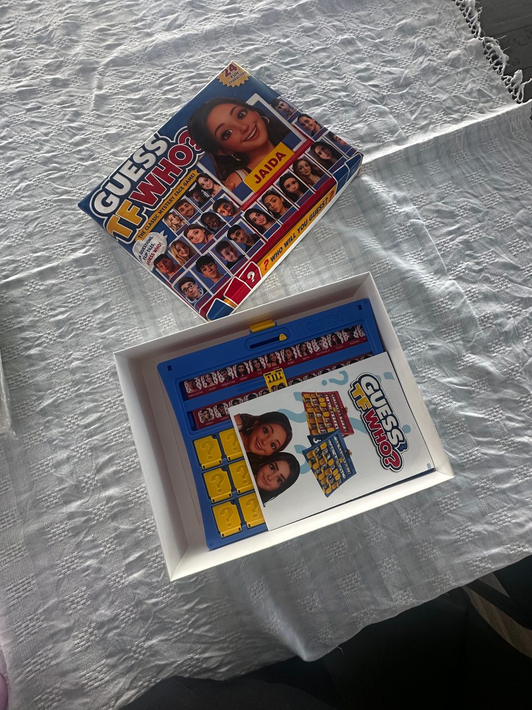 Personalised Guess Who? game box and board with customised player photos